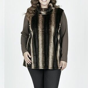 VTG SERENGETI FAUX CHINCHILLA MINK FUR TOP 2X TURTLENECK MOB WIFE MAXIMALIST NEW